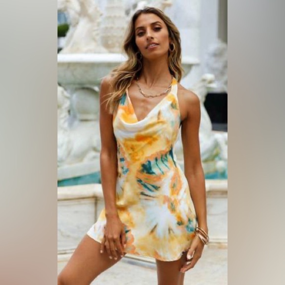 Hello Molly Tie Dye Mini Halter Dress